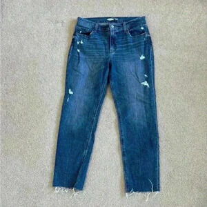 Old navy blue distressed boyfriend midrise jeans in size 4